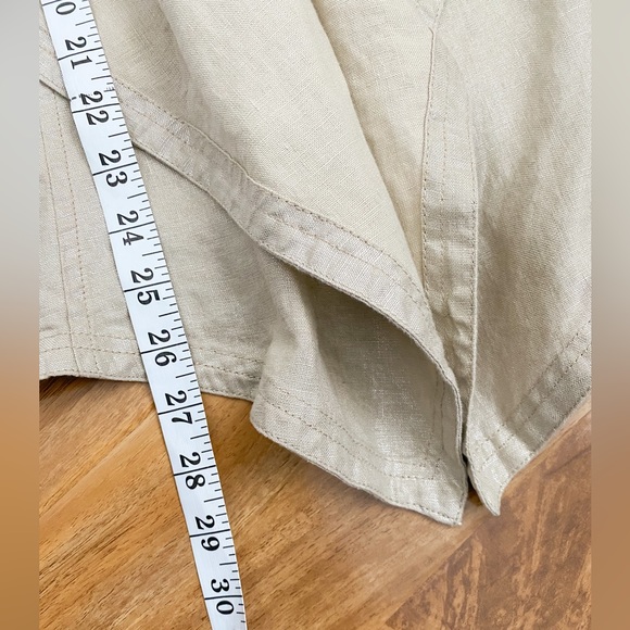 CHICO’S 100% LINEN Metallic Gold Drape Open Cardigan Jacket Blazer Formal Casual - Picture 7 of 11